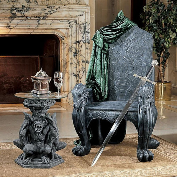Display Props Furniture Celtic Dragon Throne Chair Gothic Massive Seating
